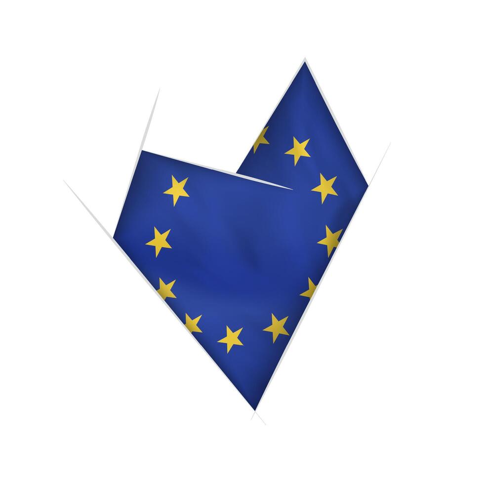 Sketched crooked heart with European Union flag vector