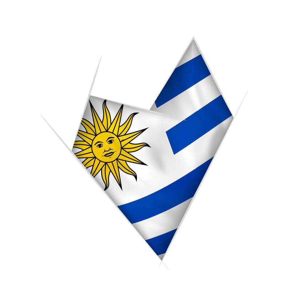 Sketched crooked heart with Uruguay flag vector
