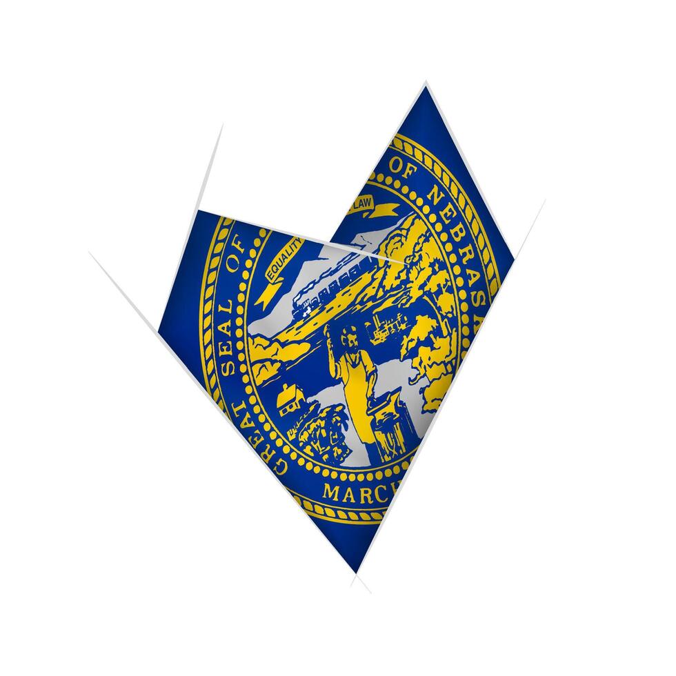 Sketched crooked heart with Nebraska flag vector