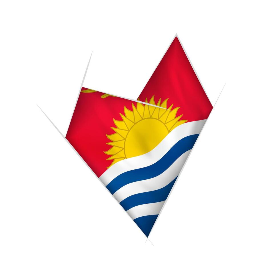 Sketched crooked heart with Kiribati flag vector