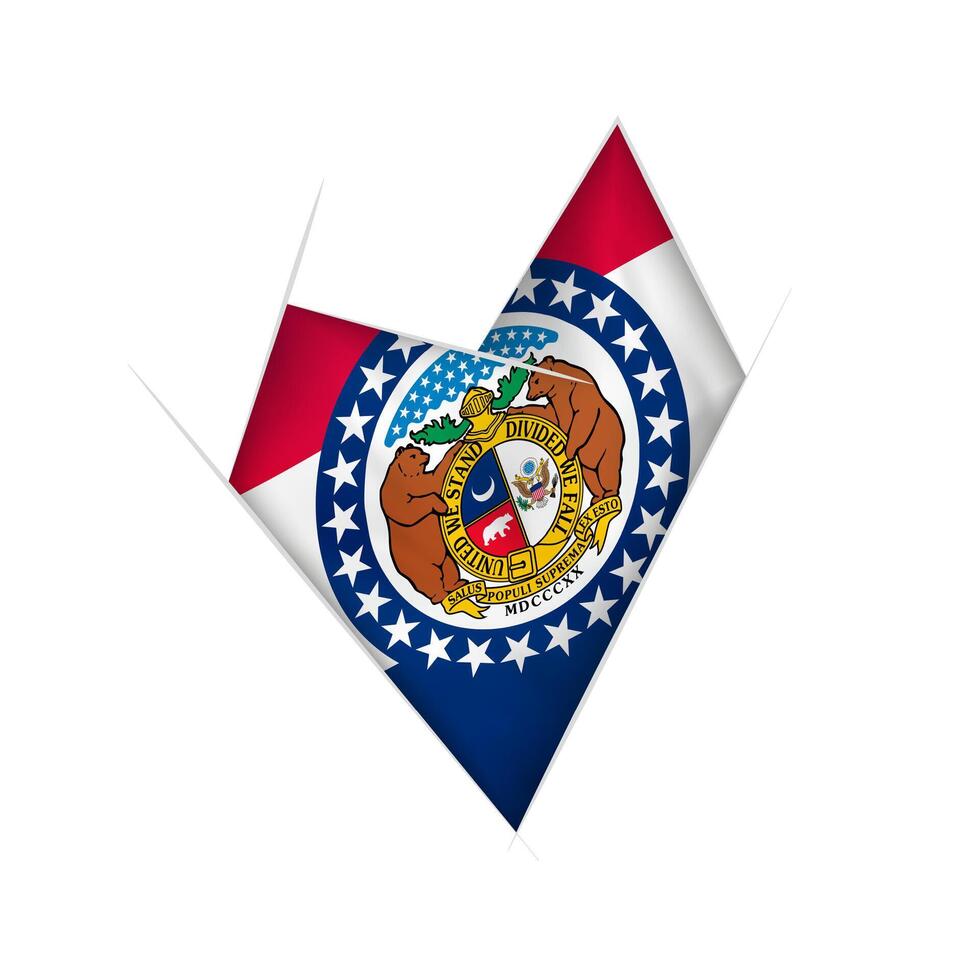 Sketched crooked heart with Missouri flag vector