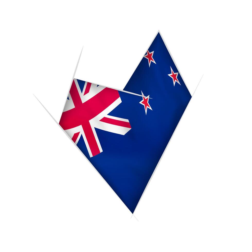Sketched crooked heart with New Zealand flag vector
