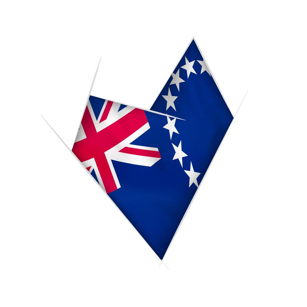 Sketched crooked heart with Cook Islands flag vector