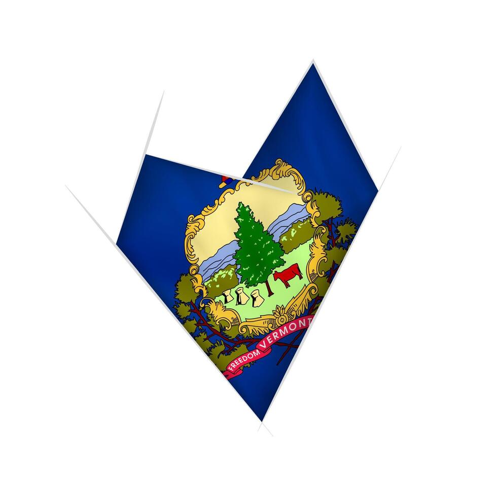 Sketched crooked heart with Vermont flag vector