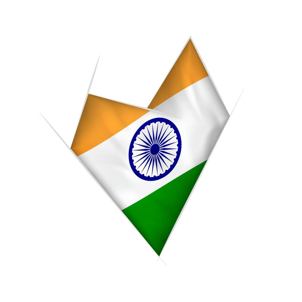 Sketched crooked heart with India flag vector