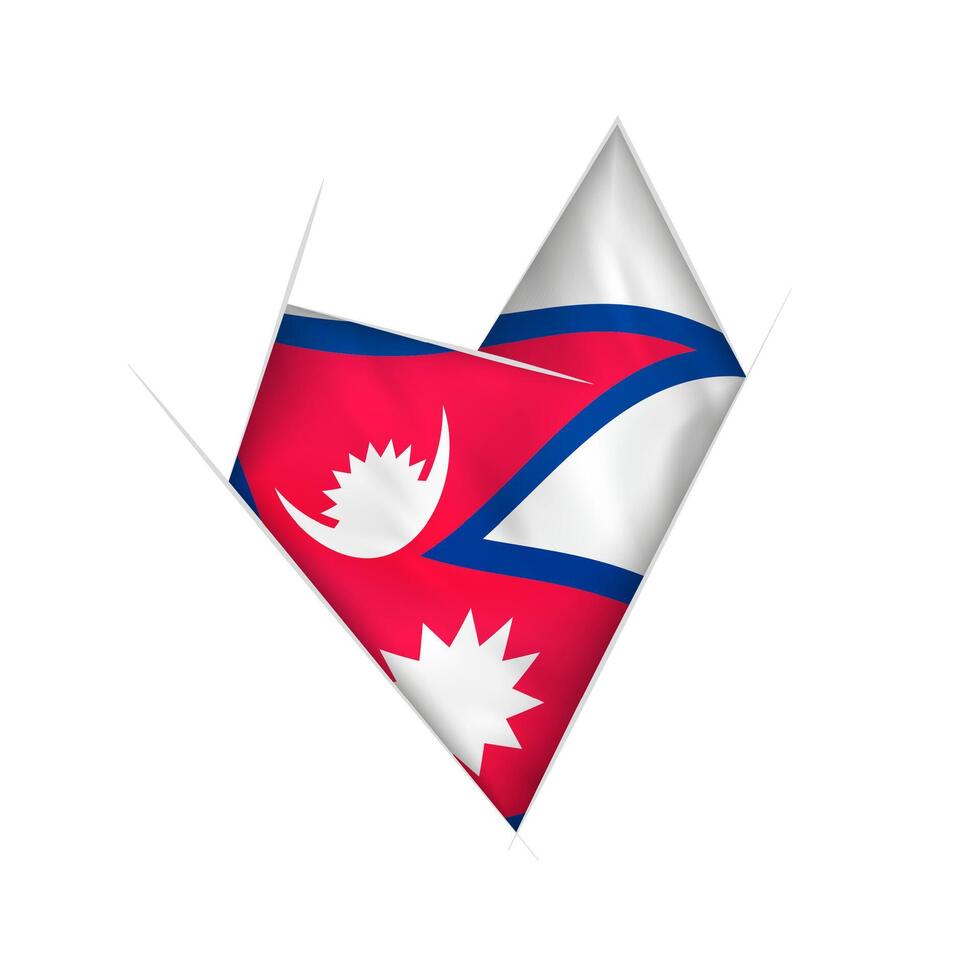 Sketched crooked heart with Nepal flag vector