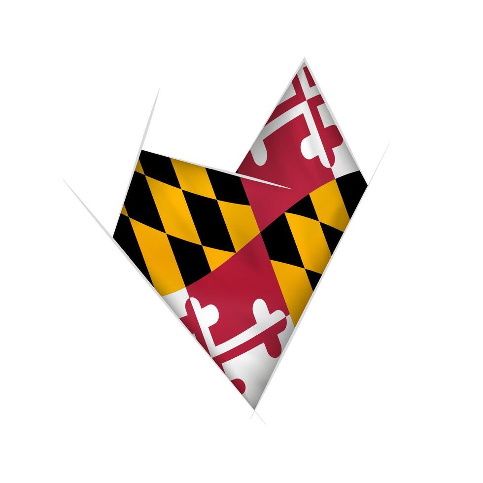 Sketched crooked heart with Maryland flag vector
