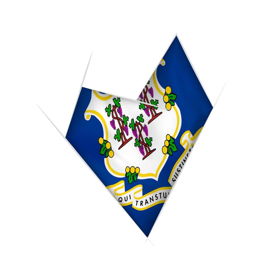 Sketched crooked heart with Connecticut flag vector