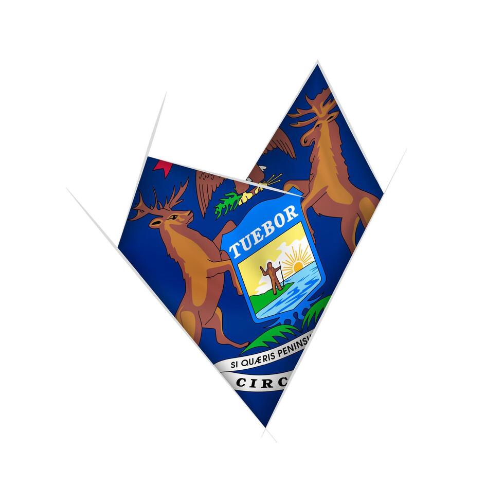 Sketched crooked heart with Michigan flag vector