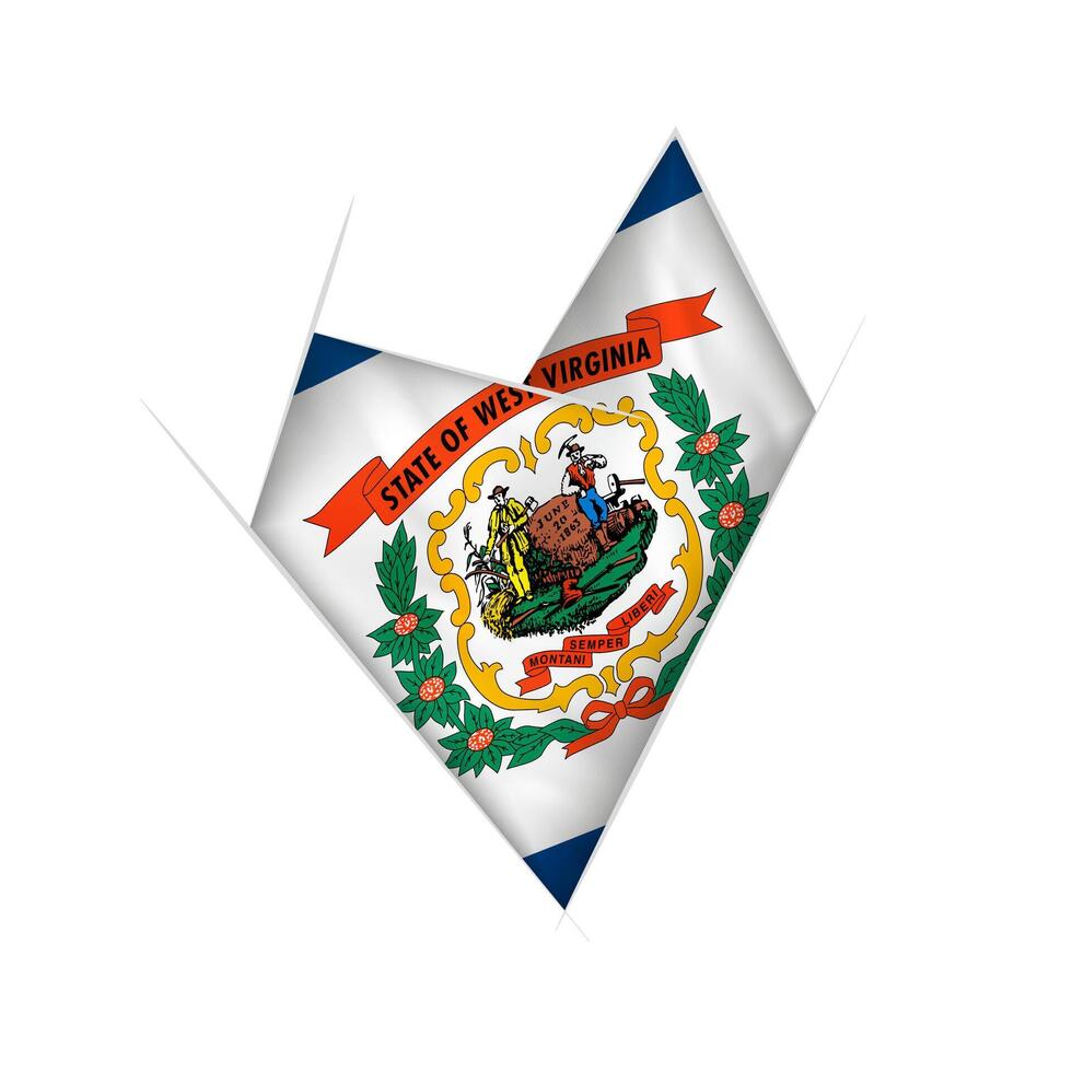 Sketched crooked heart with West Virginia flag vector