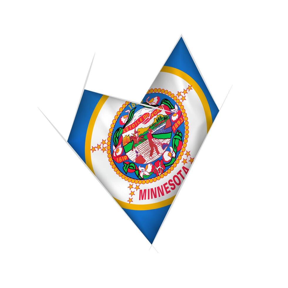 Sketched crooked heart with Minnesota flag vector