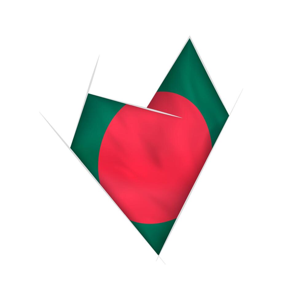 Sketched crooked heart with Bangladesh flag vector