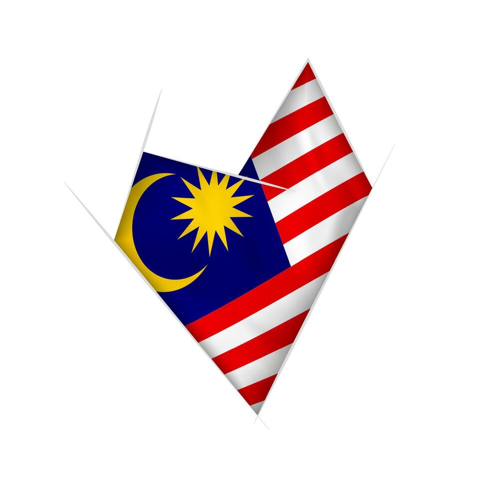 Sketched crooked heart with Malaysia flag vector
