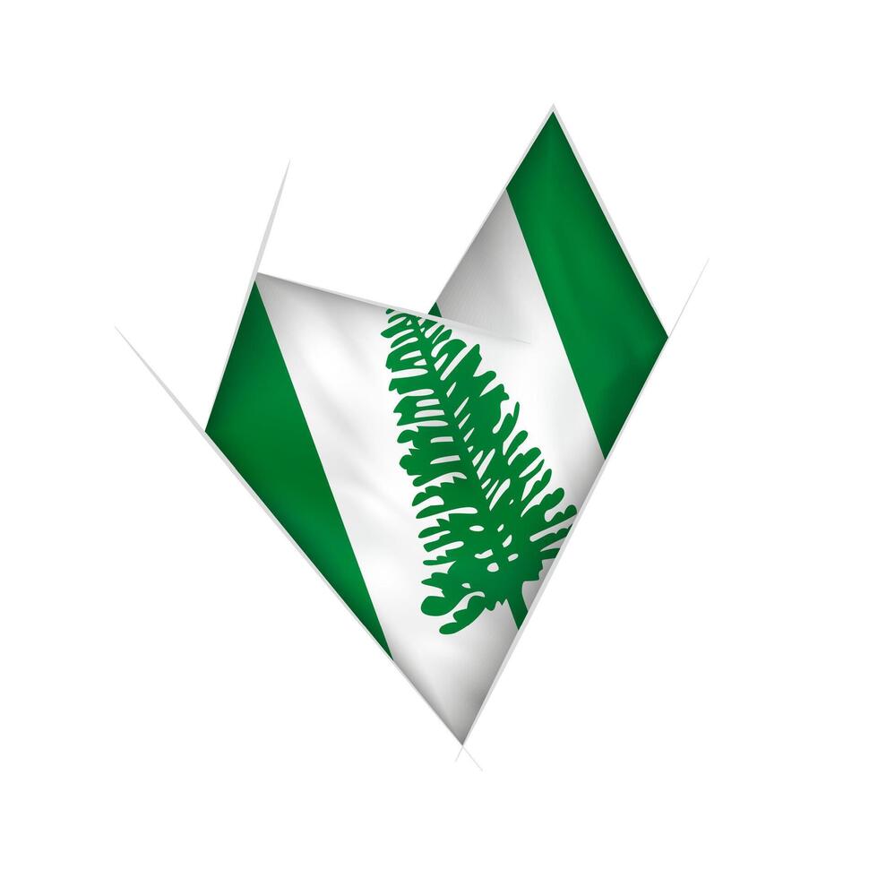 Sketched crooked heart with Norfolk Island flag vector
