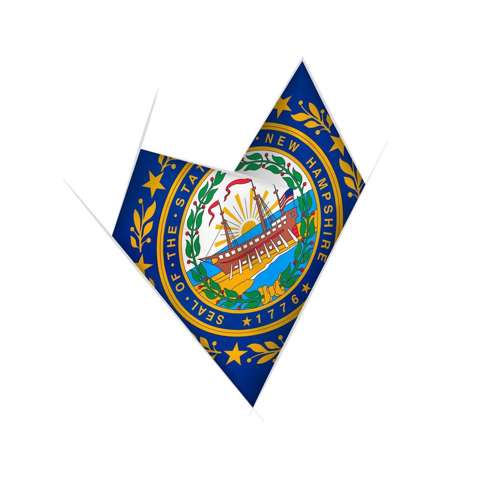 Sketched crooked heart with New Hampshire flag vector