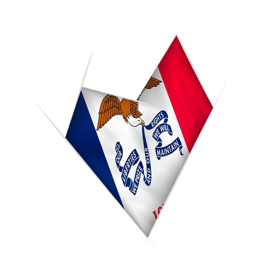 Sketched crooked heart with Iowa flag vector