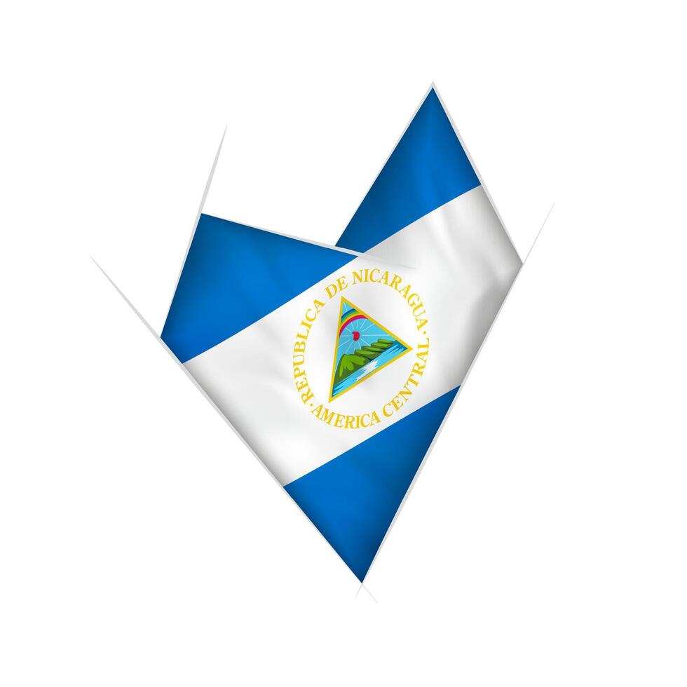 Sketched crooked heart with Nicaragua flag vector
