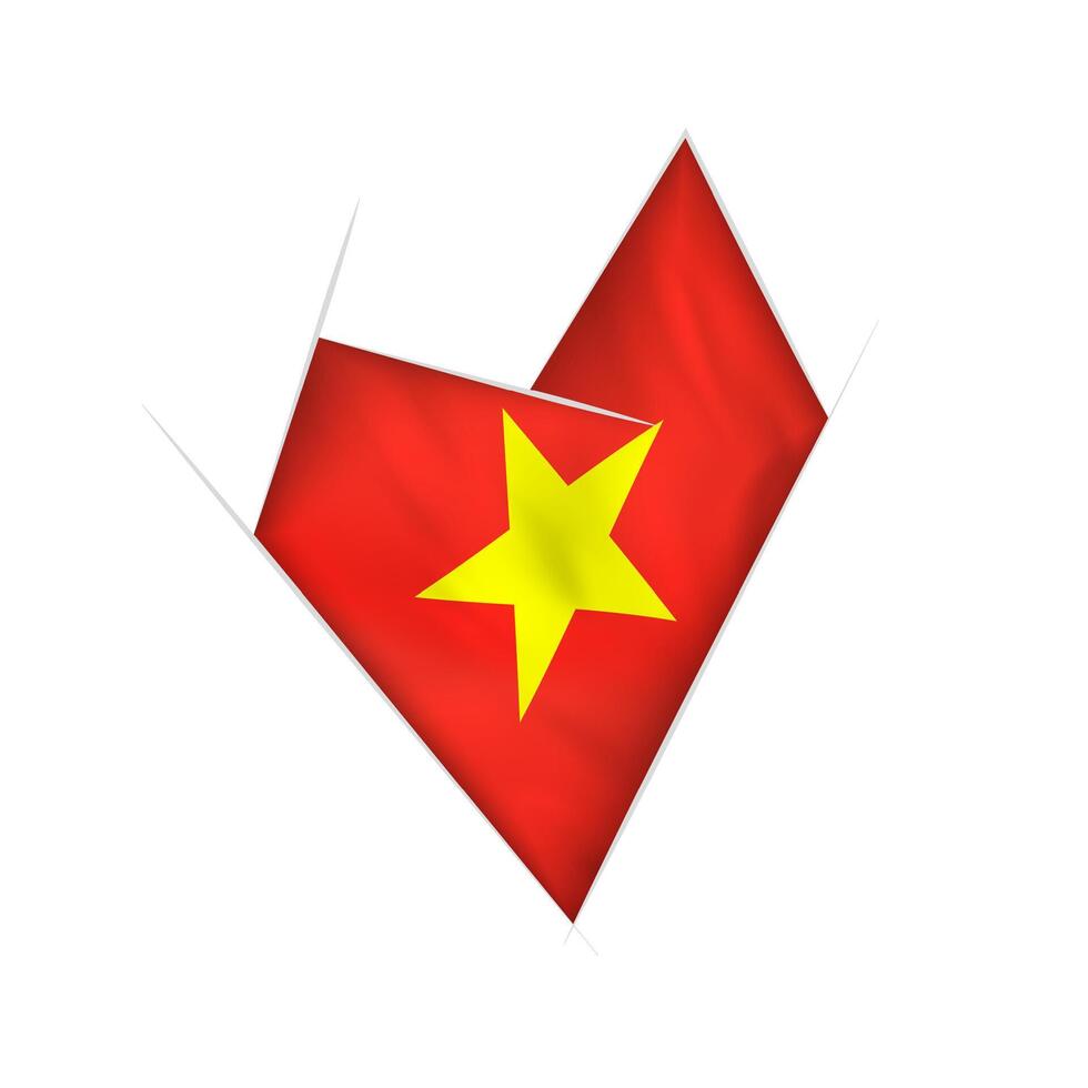 Sketched crooked heart with Vietnam flag vector