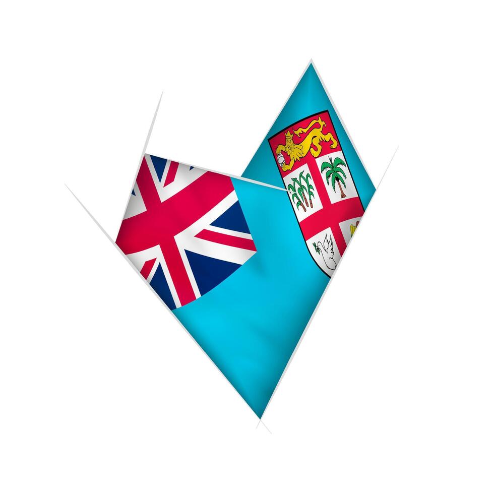 Sketched crooked heart with Fiji flag vector