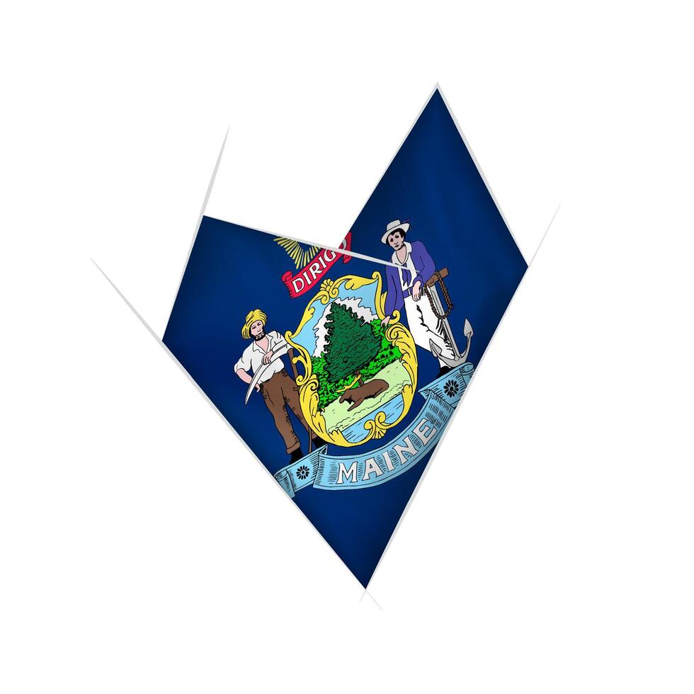 Sketched crooked heart with Maine flag vector