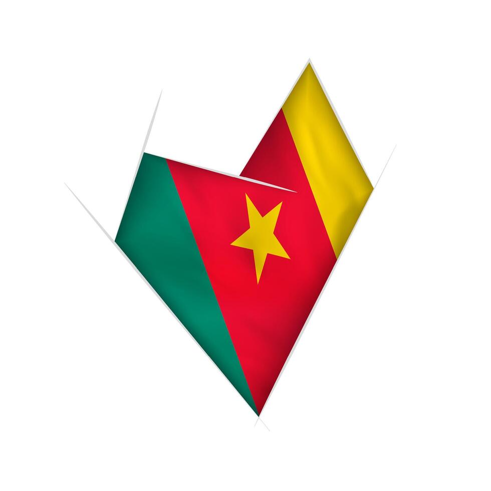 Sketched crooked heart with Cameroon flag vector