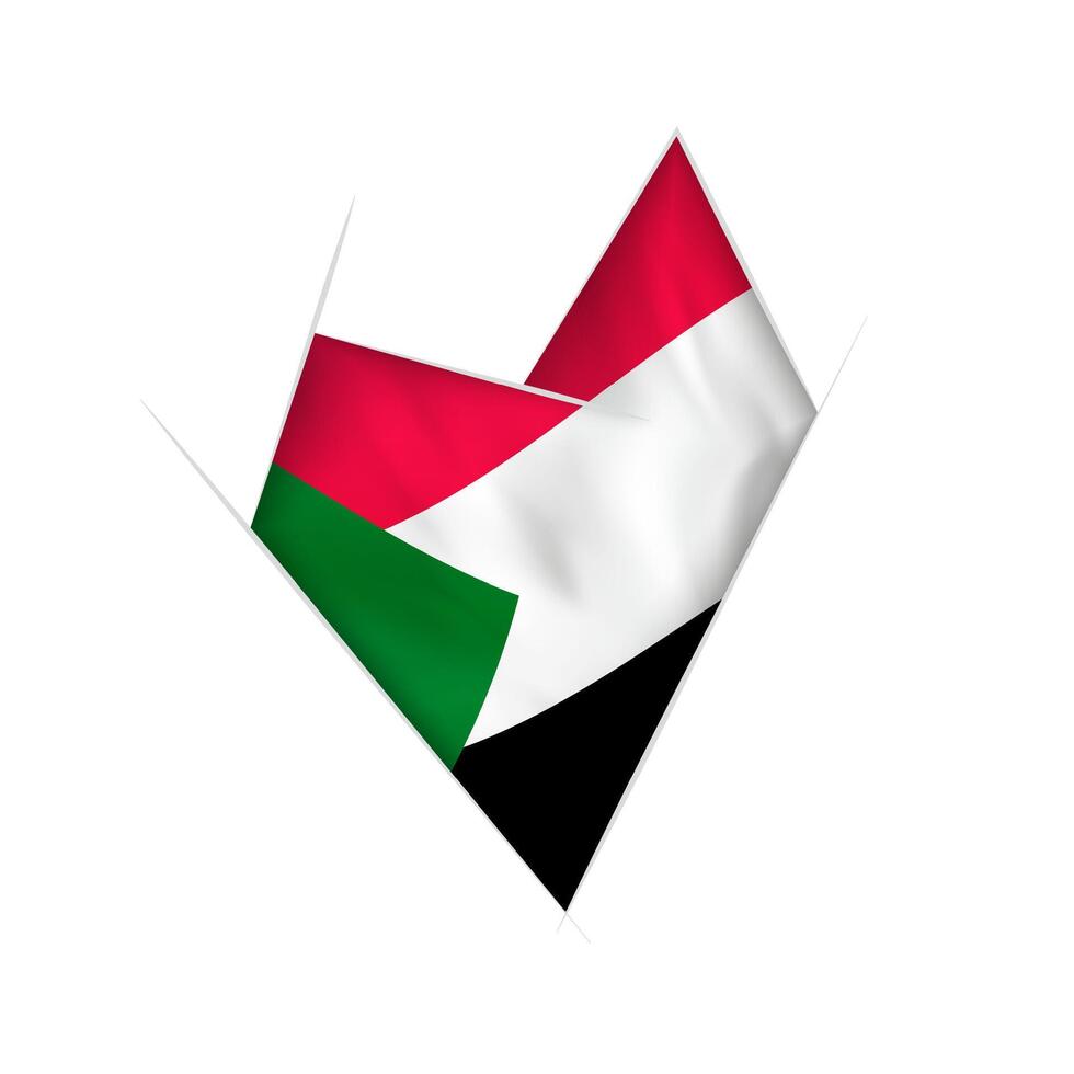Sketched crooked heart with Sudan flag vector