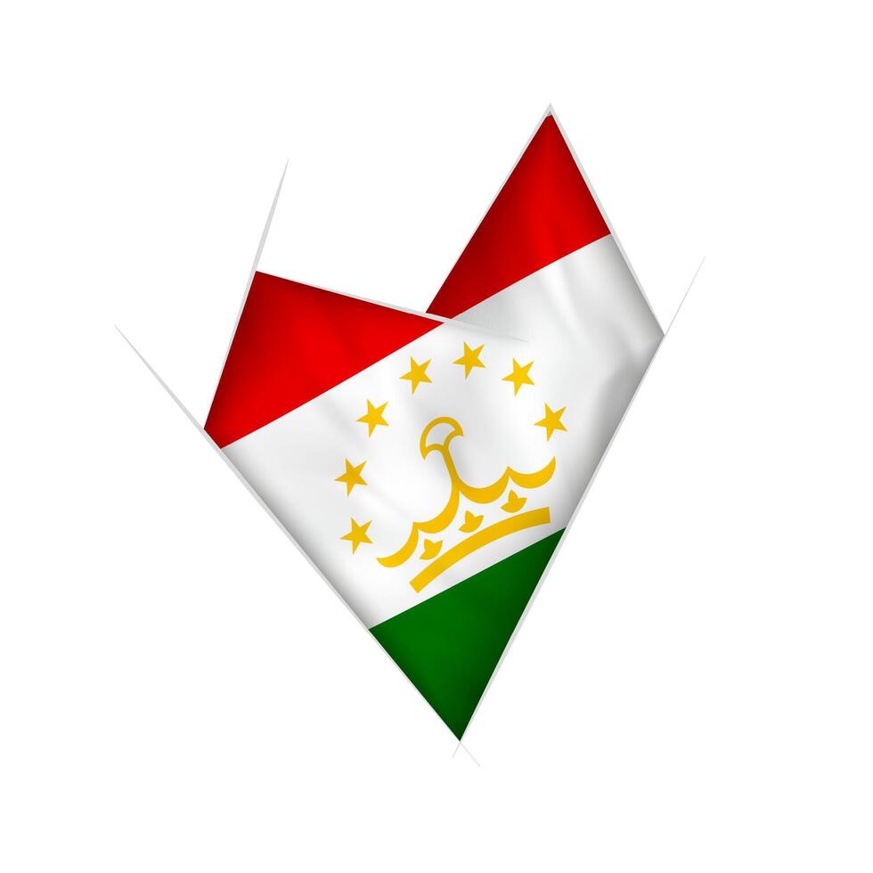 Sketched crooked heart with Tajikistan flag vector