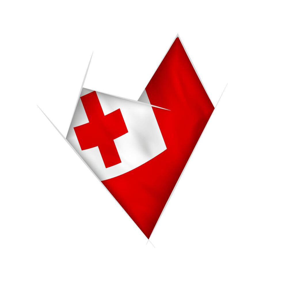 Sketched crooked heart with Tonga flag vector