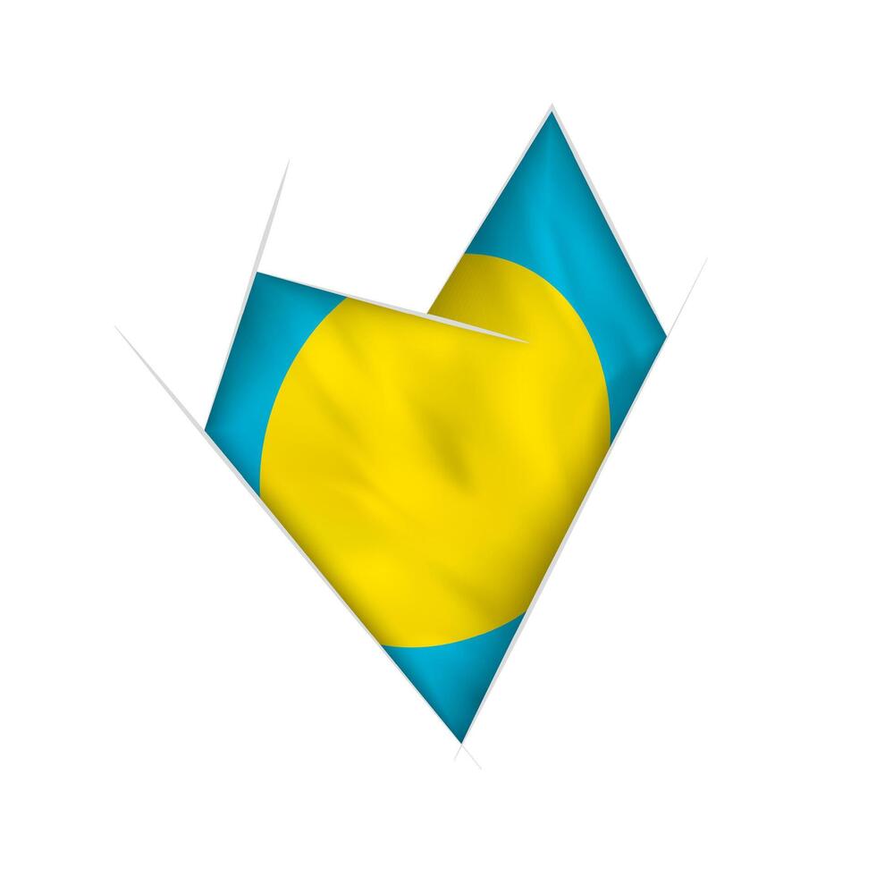 Sketched crooked heart with Palau flag vector