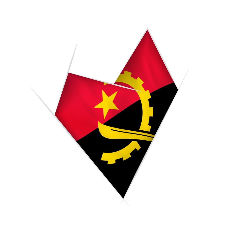 Sketched crooked heart with Angola flag vector