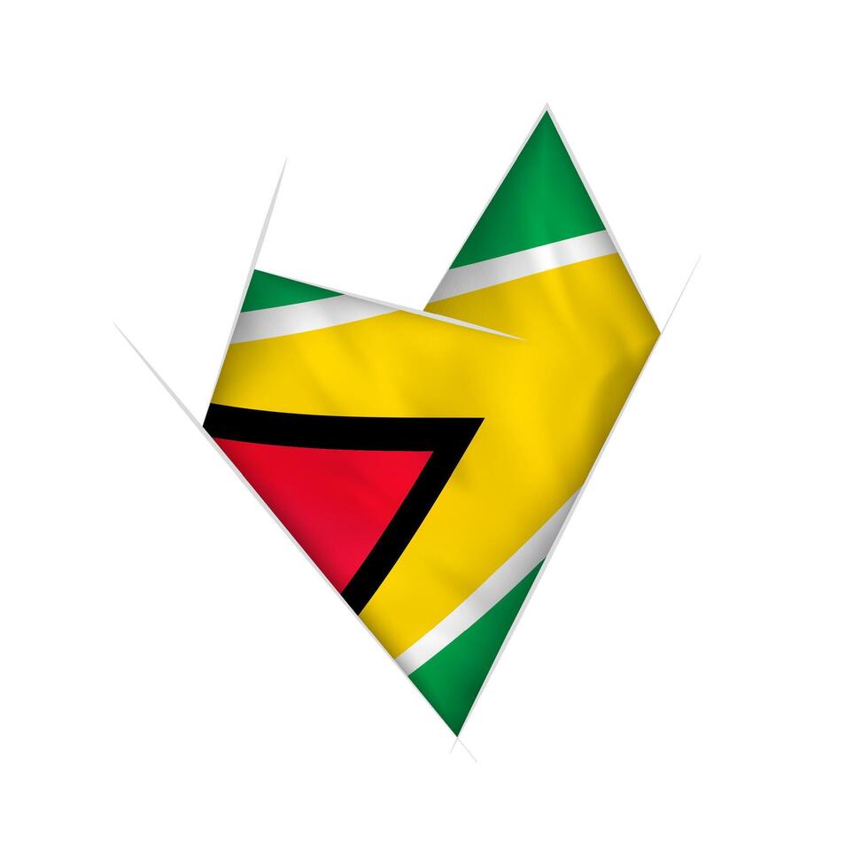 Sketched crooked heart with Guyana flag vector