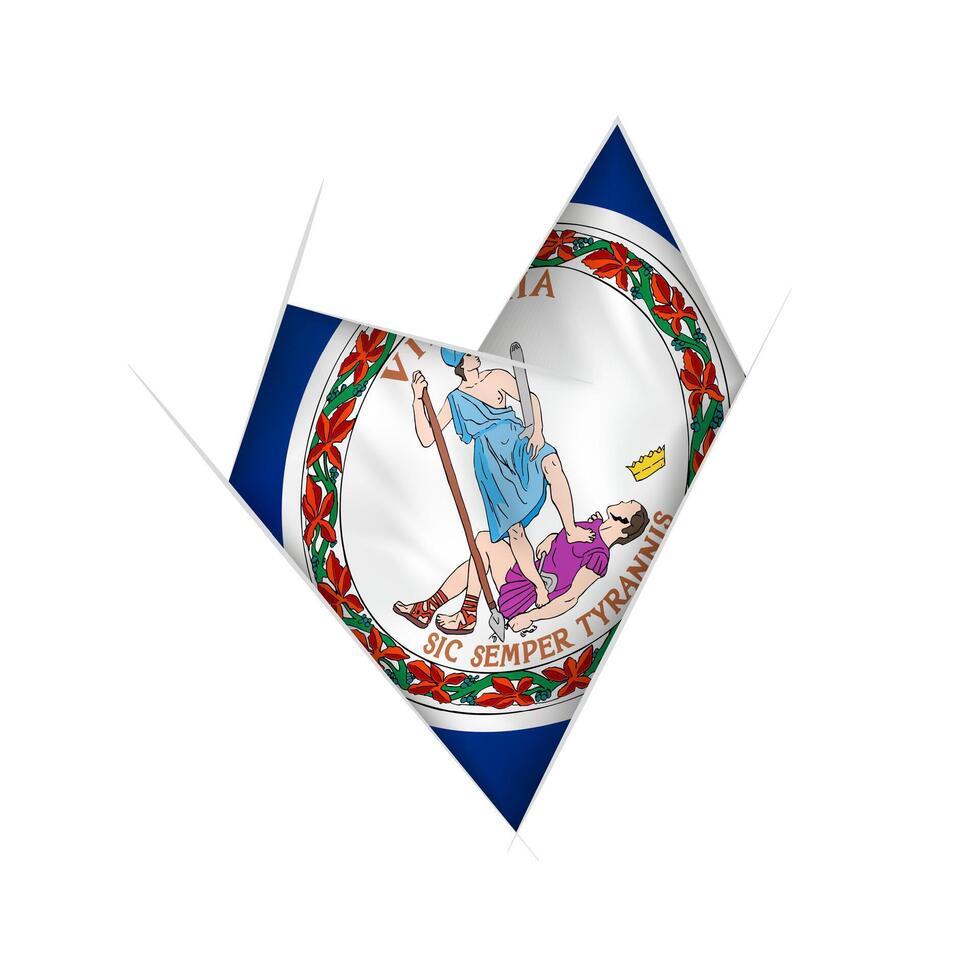 Sketched crooked heart with Virginia flag vector
