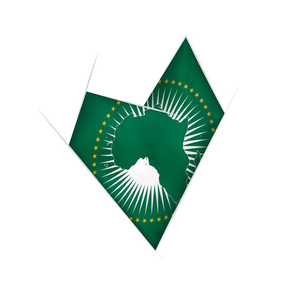Sketched crooked heart with African Union flag vector