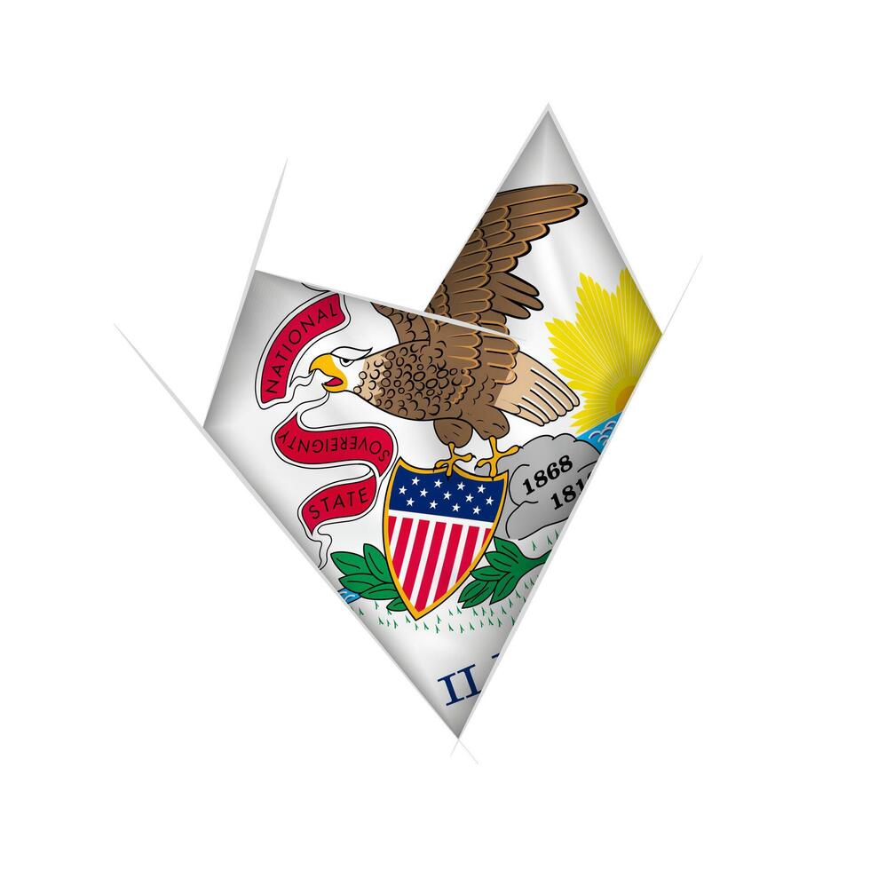 Sketched crooked heart with Illinois flag vector
