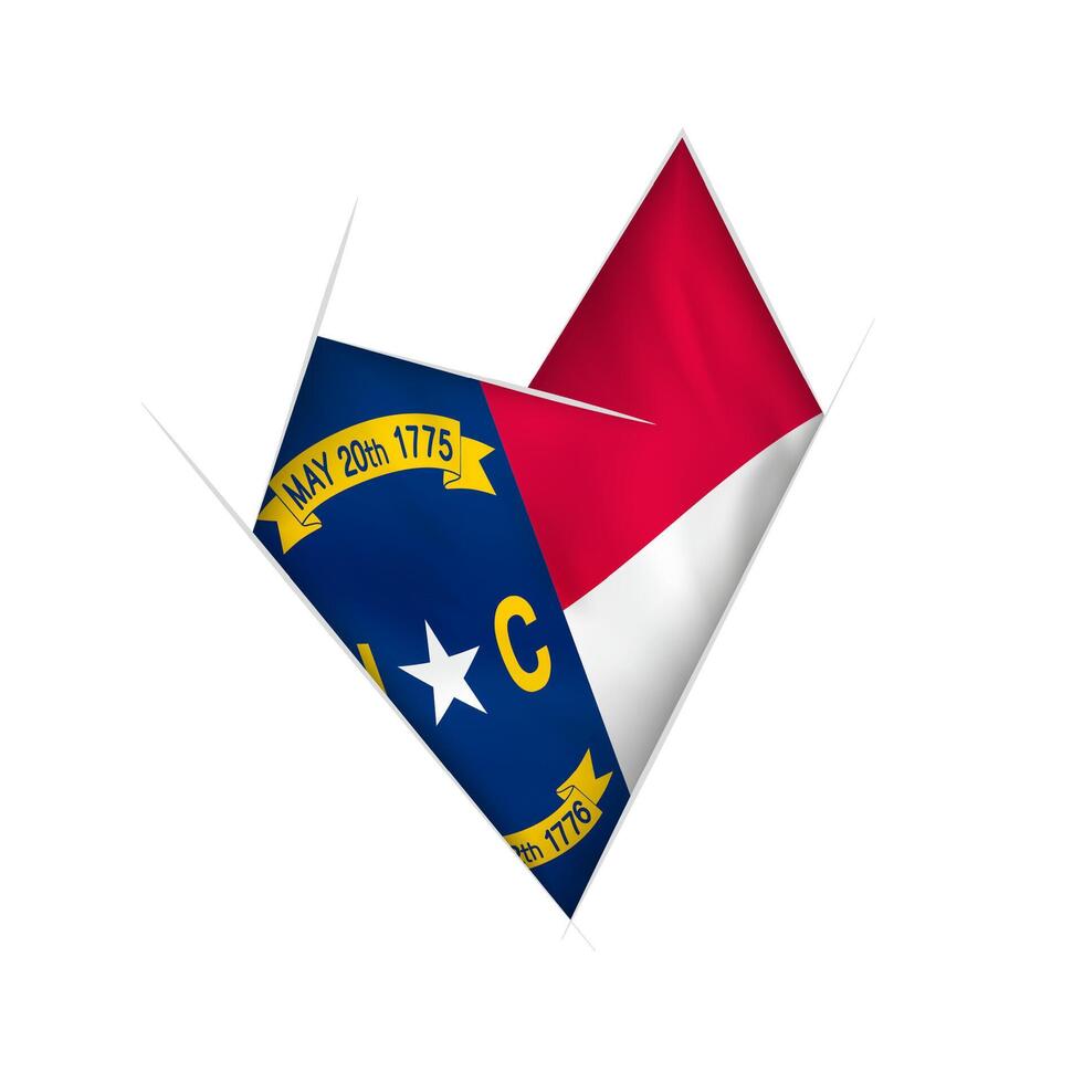 Sketched crooked heart with North Carolina flag vector