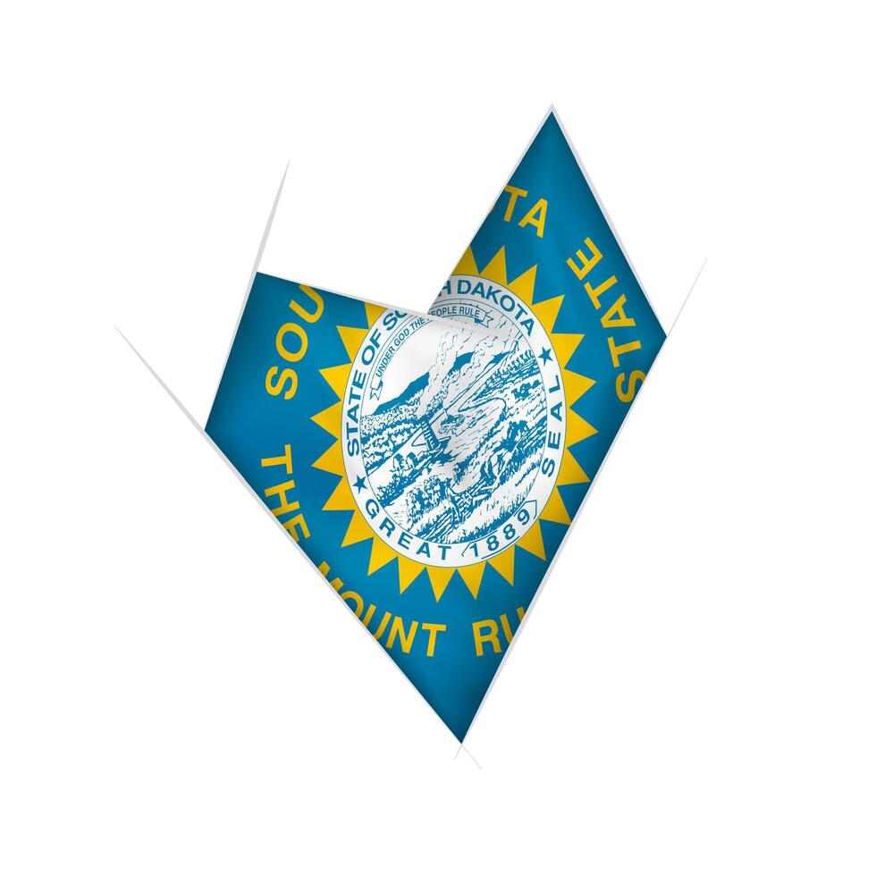 Sketched crooked heart with South Dakota flag vector