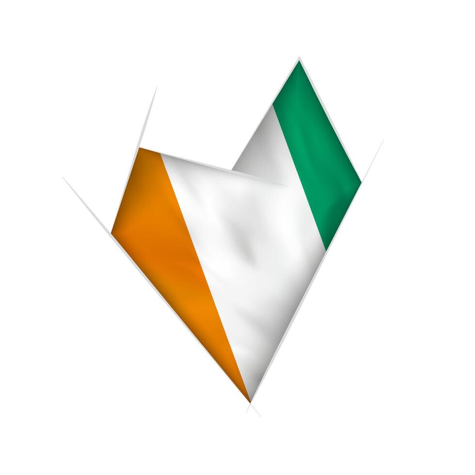 Sketched crooked heart with Ivory coast flag vector
