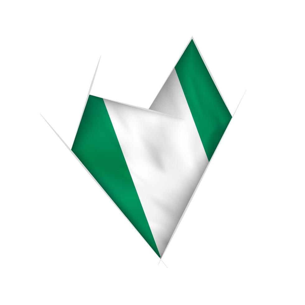 Sketched crooked heart with Nigeria flag vector