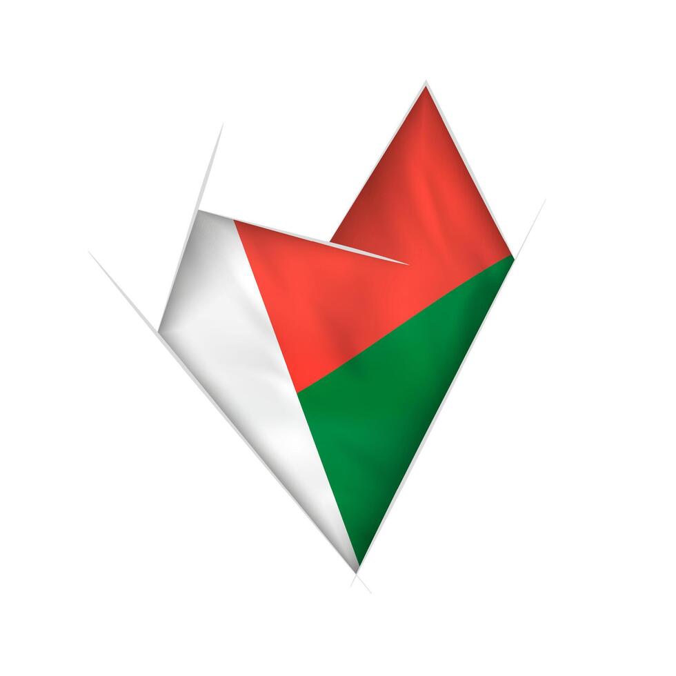 Sketched crooked heart with Madagascar flag vector