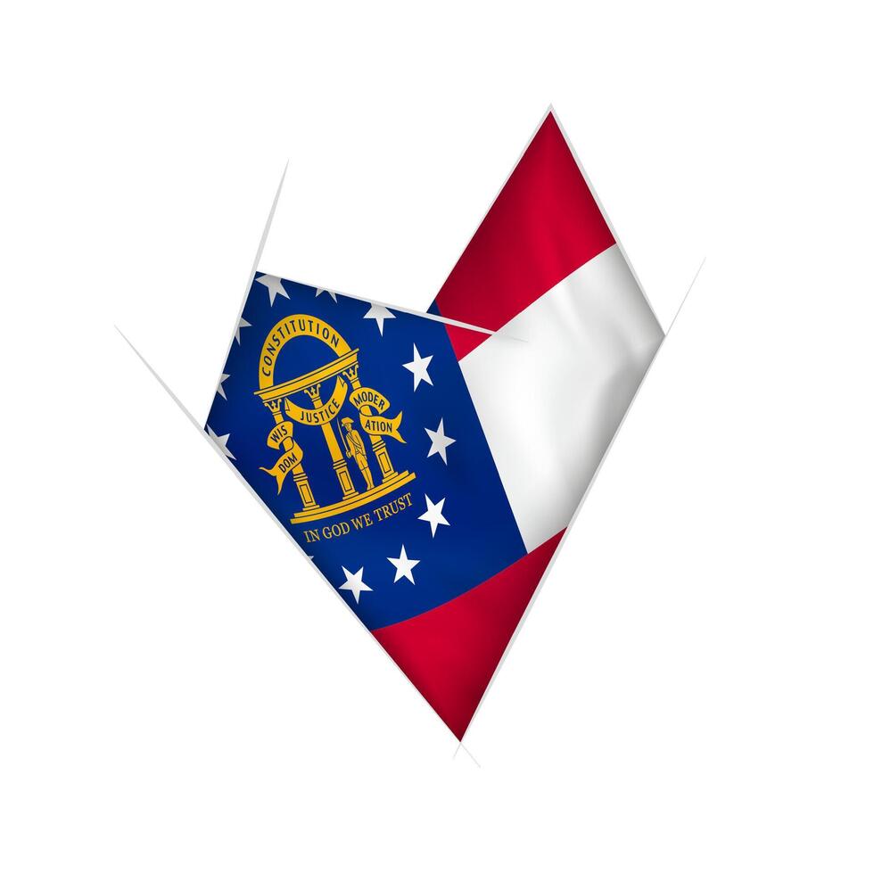 Sketched crooked heart with US state of Georgia flag vector