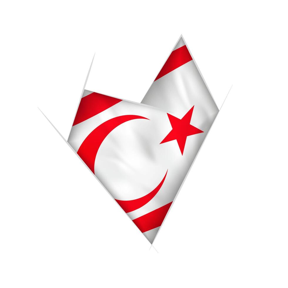 Sketched crooked heart with Northern Cyprus flag vector
