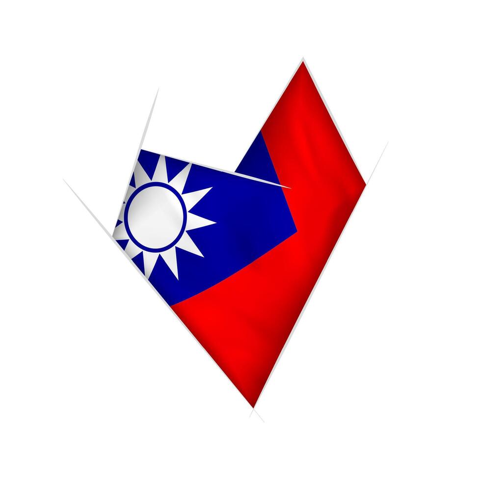 Sketched crooked heart with Taiwan flag vector