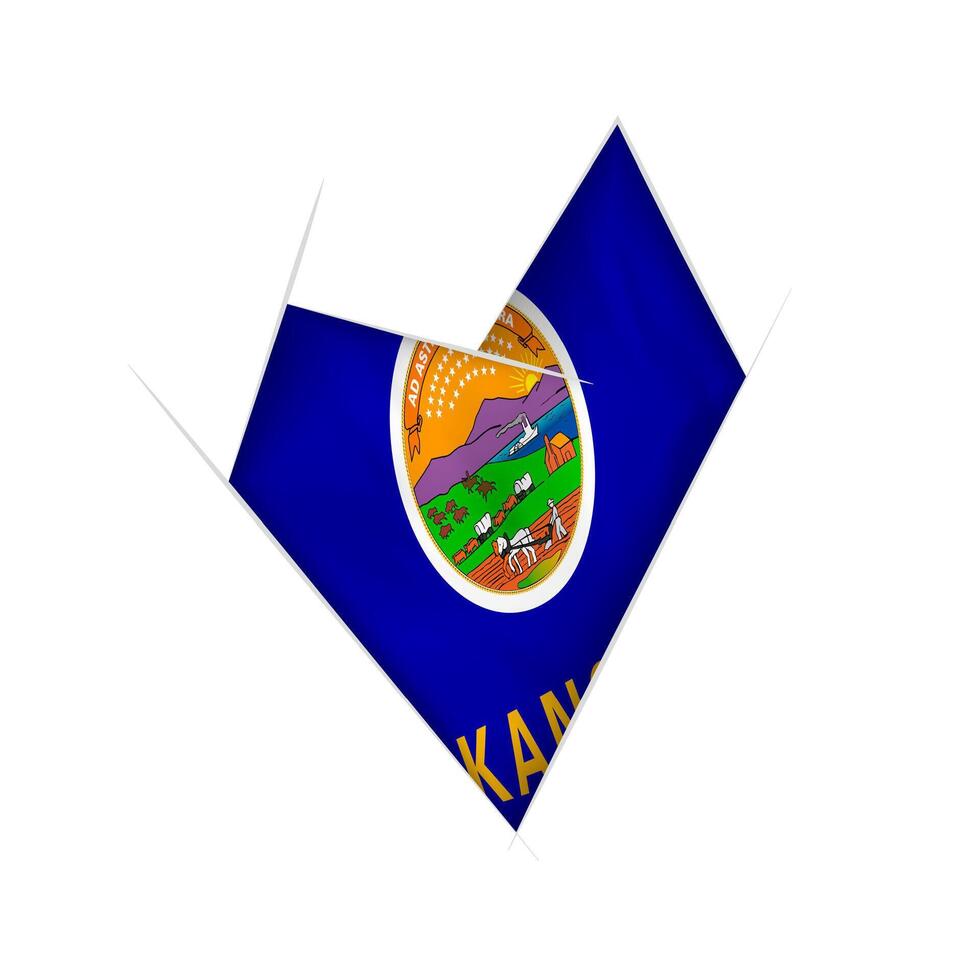 Sketched crooked heart with Kansas flag vector