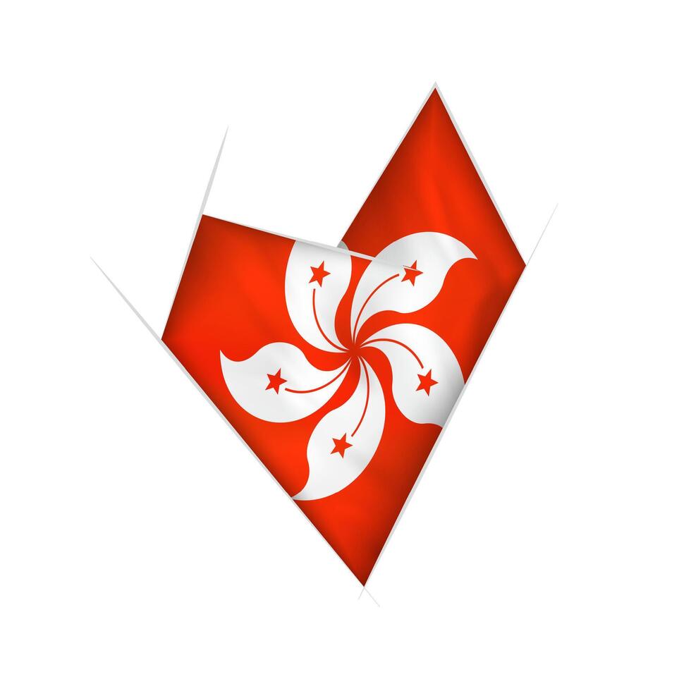 Sketched crooked heart with Hong Kong flag vector