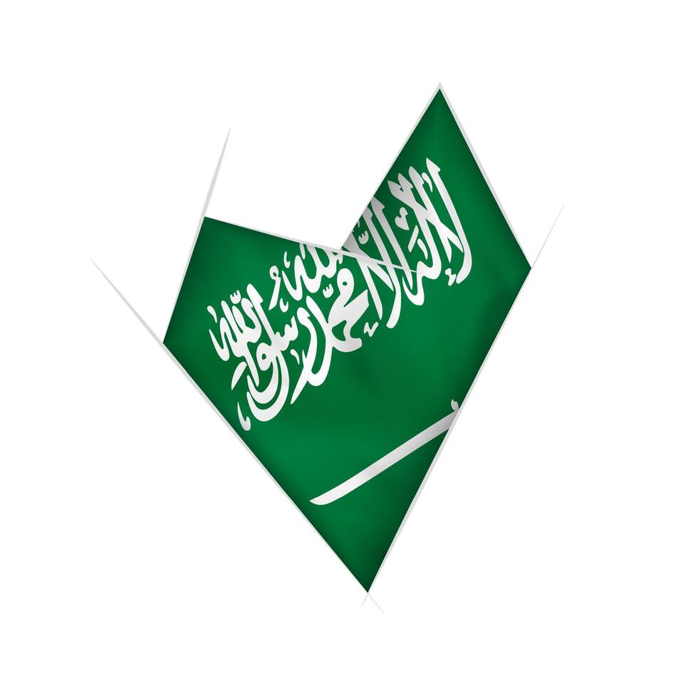 Sketched crooked heart with Saudi Arabia flag vector