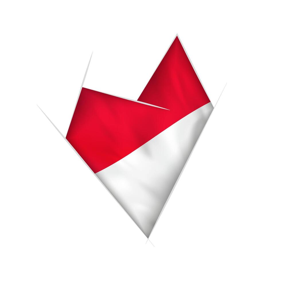 Sketched crooked heart with Indonesia flag vector