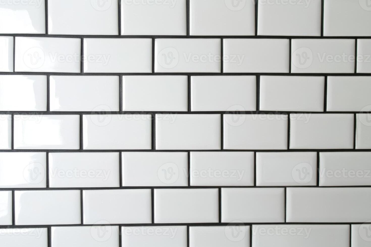 White subway tile wall with black grout adding modern elegance to a space photo