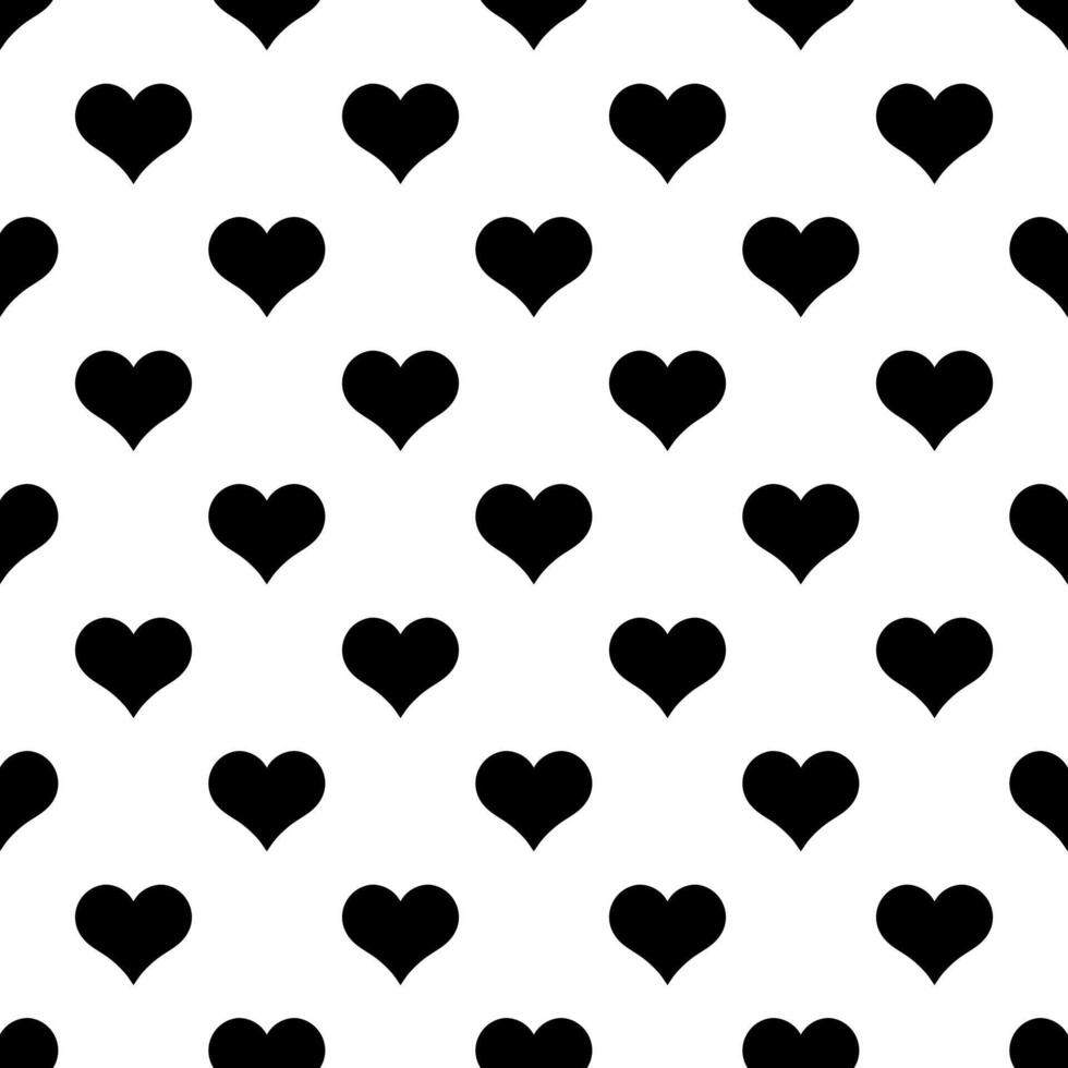 Simple monochrome seamless pattern with hearts. Repeatable background for Valentine's day. vector