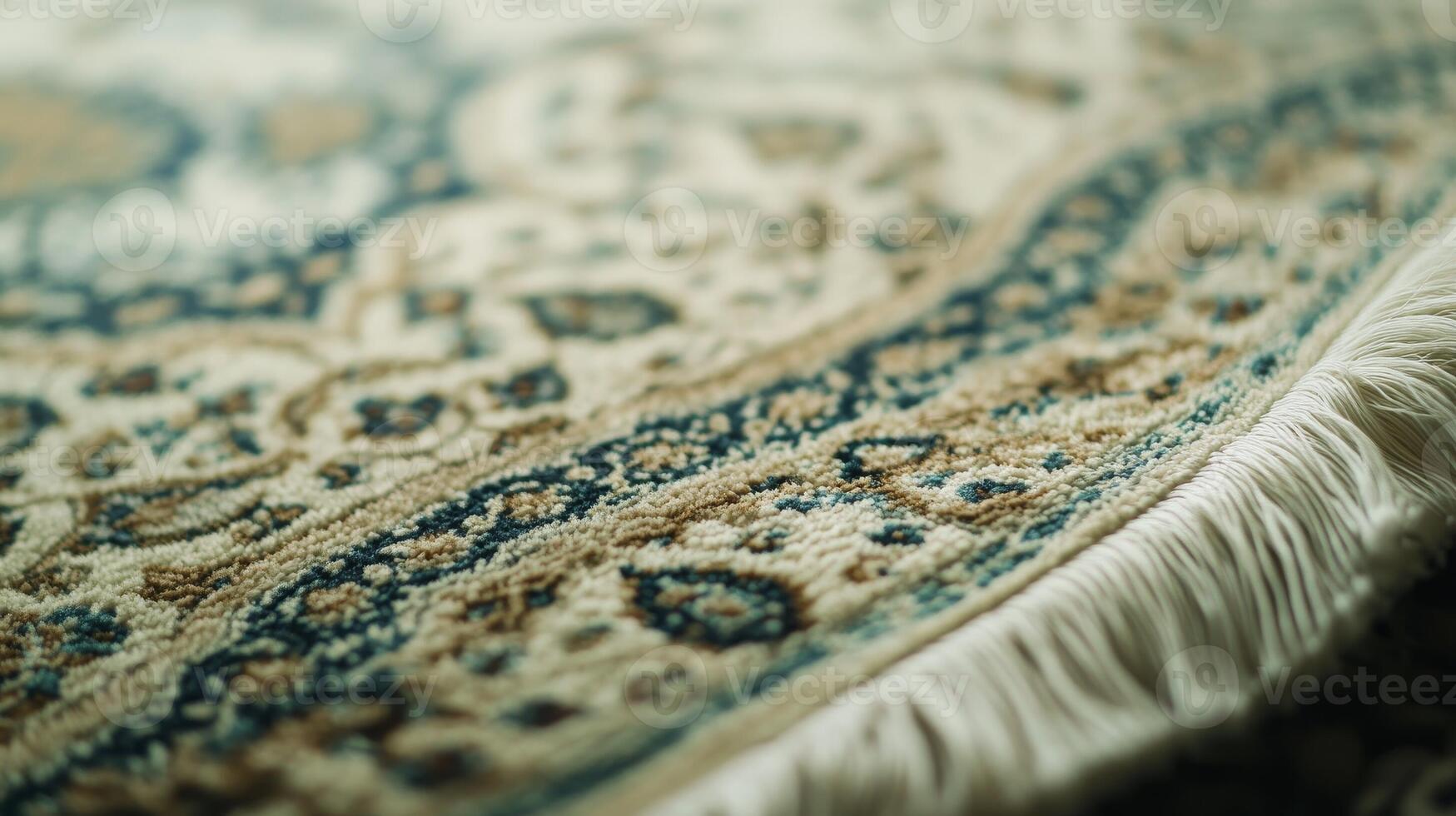 Elegant traditional rug displaying intricate patterns in soft colors lying on a polished wooden floor photo