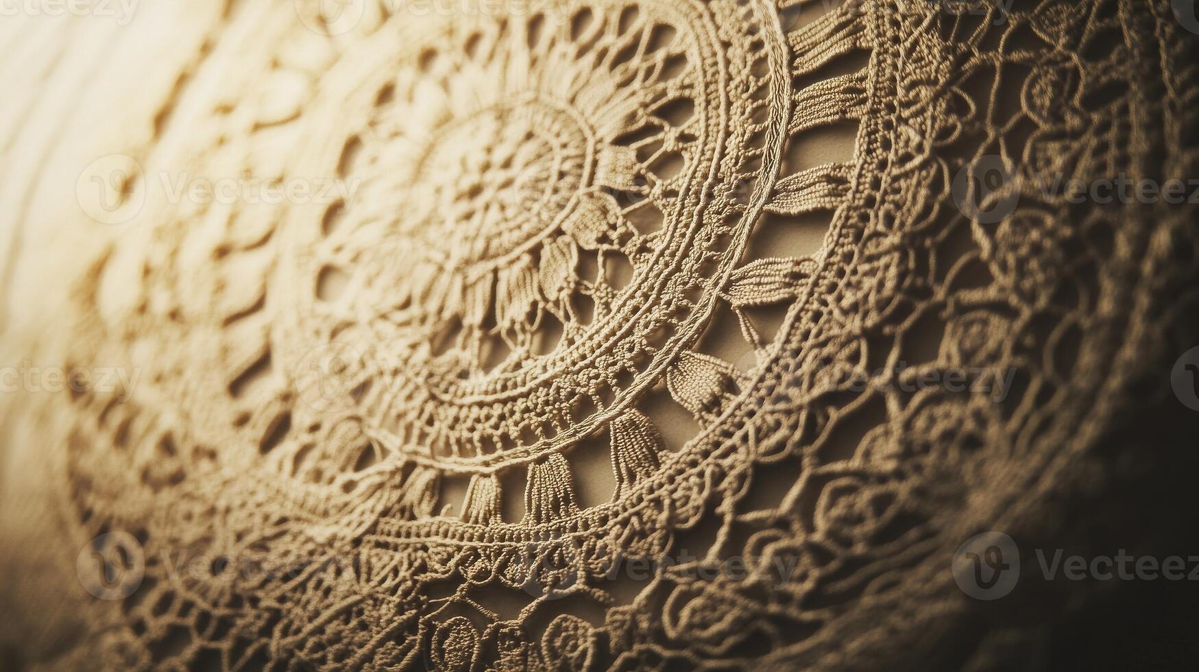 Intricate lace design displayed under soft lighting, highlighting its detailed craftsmanship and texture in a cozy setting photo